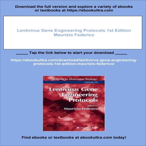 Lentivirus Gene Engineering Protocols 1st Edition Maurizio Federico