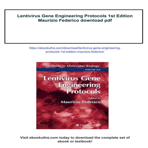 Lentivirus Gene Engineering Protocols 1st Edition Maurizio Federico