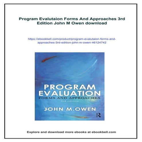 Program Evalutaion Forms And Approaches 3rd Edition John M Owen