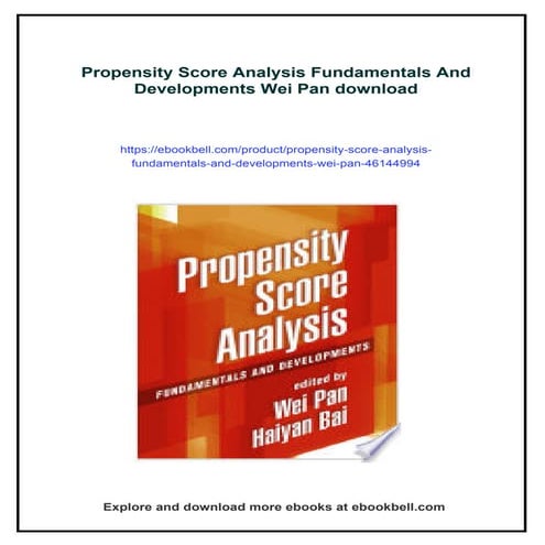 Propensity Score Analysis Fundamentals And Developments Wei Pan