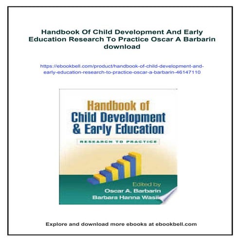 Handbook Of Child Development And Early Education Research To Practice ...