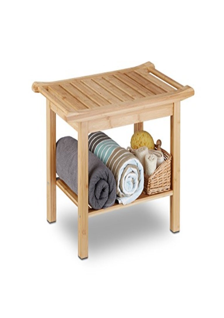 Relaxdays Badezimmer Bank Bambus, Sitzbank Bad, Ablage Badhocker Hol…