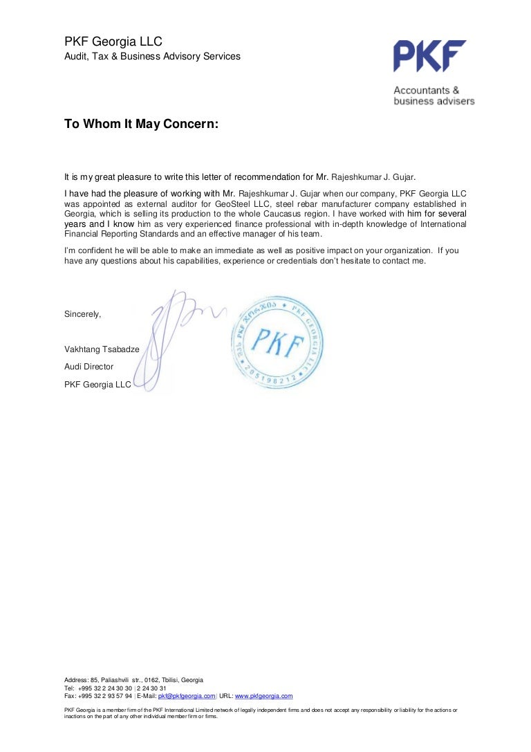Recommendation Letter From Mr. Vakhtang- External Auditors Of Geosteel