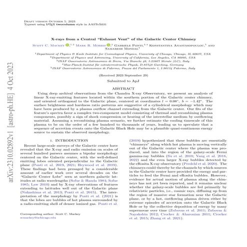 X-rays from a Central “Exhaust Vent” of the Galactic Center Chimney
