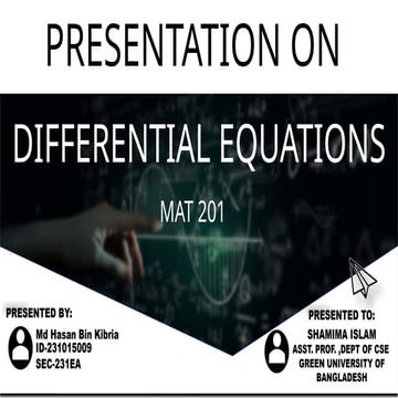 Differntial equation presentation cse engineering | PPTX