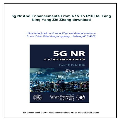 5g Nr And Enhancements From R15 To R16 Hai Tang Ning Yang Zhi Zhang | PDF