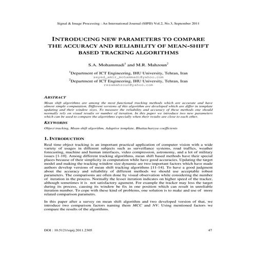 Introducing New Parameters to Compare the Accuracy and Reliability of Mean-Sh...