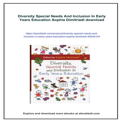 Diversity Special Needs And Inclusion In Early Years Education Sophia ...