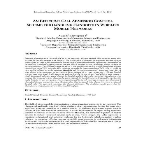An Efficient Call Admission Control Scheme for Handling Handoffs in Wireless ...