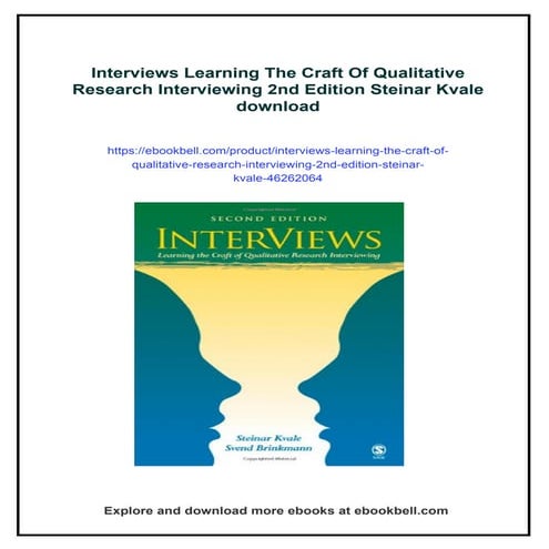 Interviews Learning The Craft Of Qualitative Research Interviewing 2nd Editio...