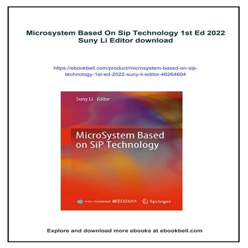 Microsystem Based On Sip Technology 1st Ed 2022 Suny Li Editor