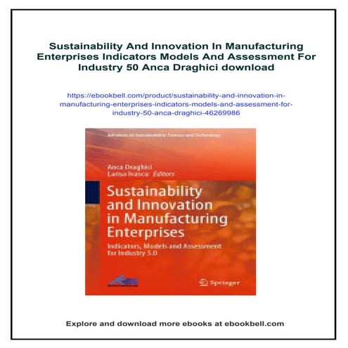 Sustainability And Innovation In Manufacturing Enterprises Indicators Models ...