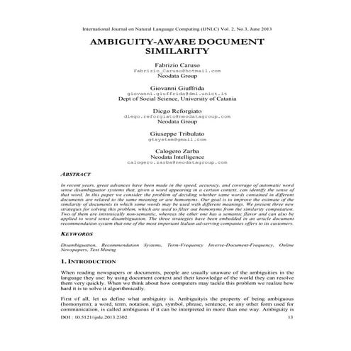 IJNLC  2013 - Ambiguity-Aware Document Similarity
