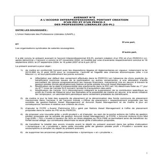 IDCC 2314 avenant n5 à l'accord pei...