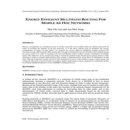 Energy Efficient Multipath Routing For Mobile Ad Hoc Networks