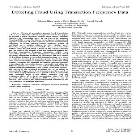 Detecting Fraud Using Transaction Frequency Data