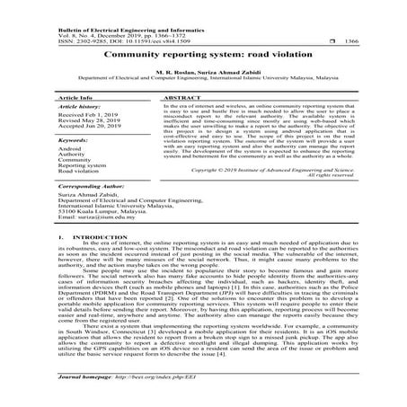 Community reporting system: road violation