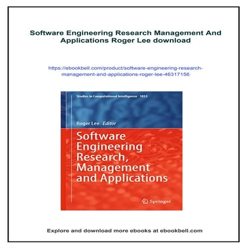 Software Engineering Research Management And Applications Roger Lee