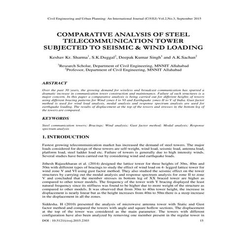 Comparative Analysis of Steel Telecommunication Tower Subjected to Seismic & Wind Loading