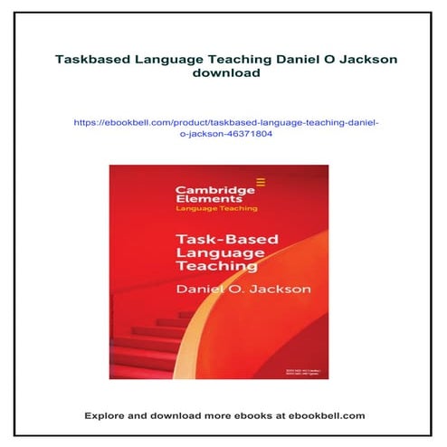 Taskbased Language Teaching Daniel O Jackson