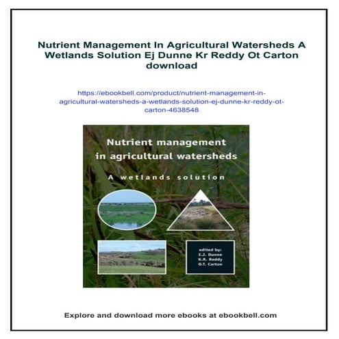 Nutrient Management In Agricultural Watersheds A Wetlands Solution Ej ...