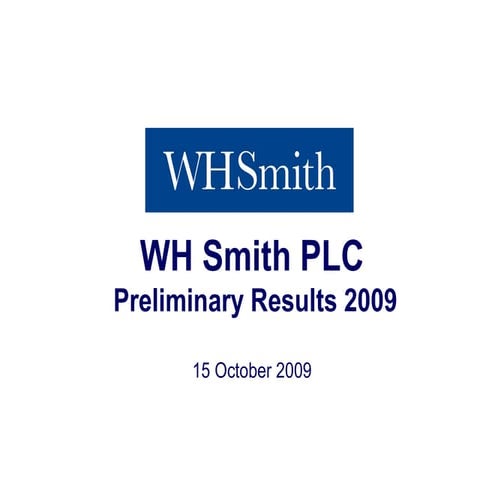 Q3 2009 Earning Report of WH Smith PLC