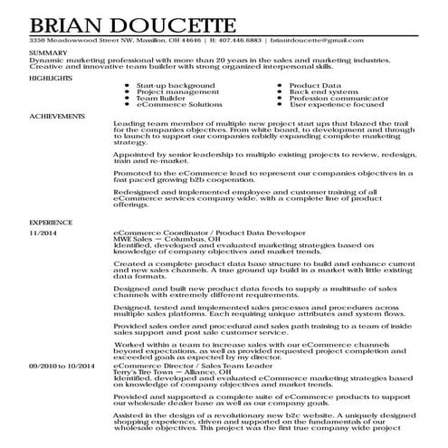 Brian Doucette Resume Updated 111516