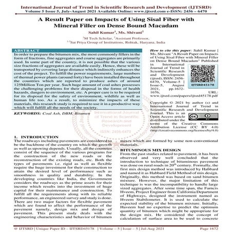 A Result Paper on Impacts of Using Sisal Fiber with Mineral Filler on Dense B...