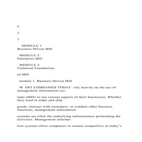 231    MODULE 1   Business Driven MIS   MOD.docx