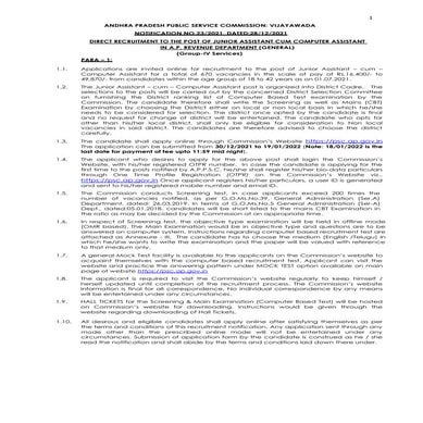APPSC Recruitment 2022 for 730 Jr Assistant cum Computer Assistant & Executiv...