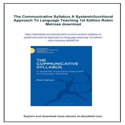 The Communicative Syllabus A Systemicfunctional Approach To Language Teaching...
