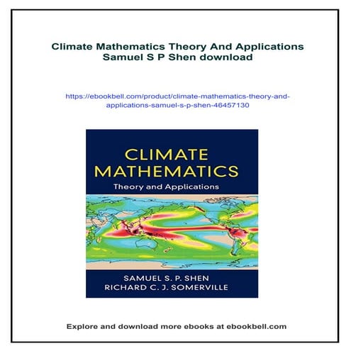 Climate Mathematics Theory And Applications Samuel S P Shen | PDF