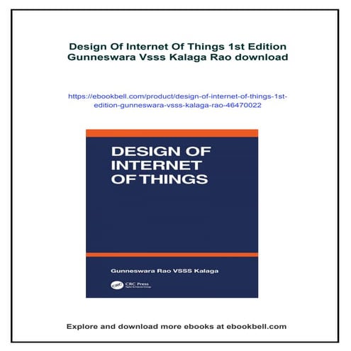 Design Of Internet Of Things 1st Edition Gunneswara Vsss Kalaga Rao