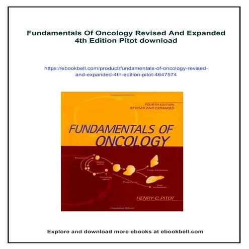 Fundamentals Of Oncology Revised And Expanded 4th Edition Pitot