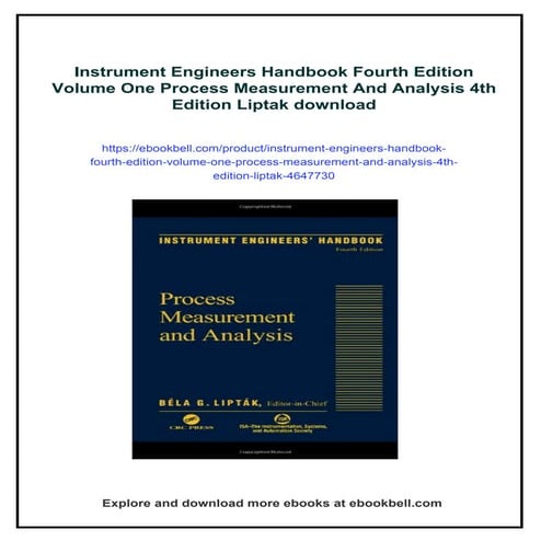 Instrument Engineers Handbook Fourth Edition Volume One Process Measurement A...