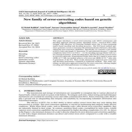 Newfamily of error-correcting codes based on genetic algorithms