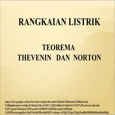 RL - Thevenin and Norton Theorems