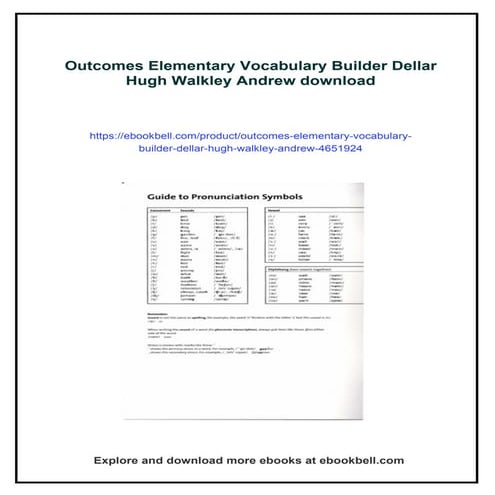 Outcomes Elementary Vocabulary Builder Dellar Hugh Walkley Andrew