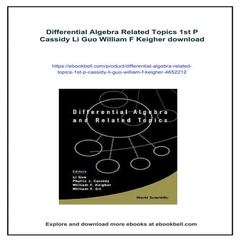 Differential Algebra Related Topics 1st P Cassidy Li Guo William F ...