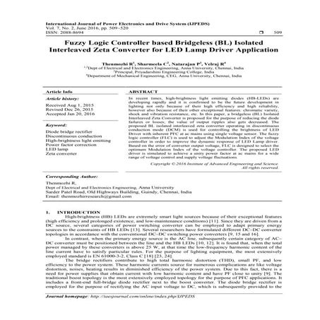 Fuzzy Logic Controller based Bridgeless (BL) Isolated Interleaved Zeta Conver...