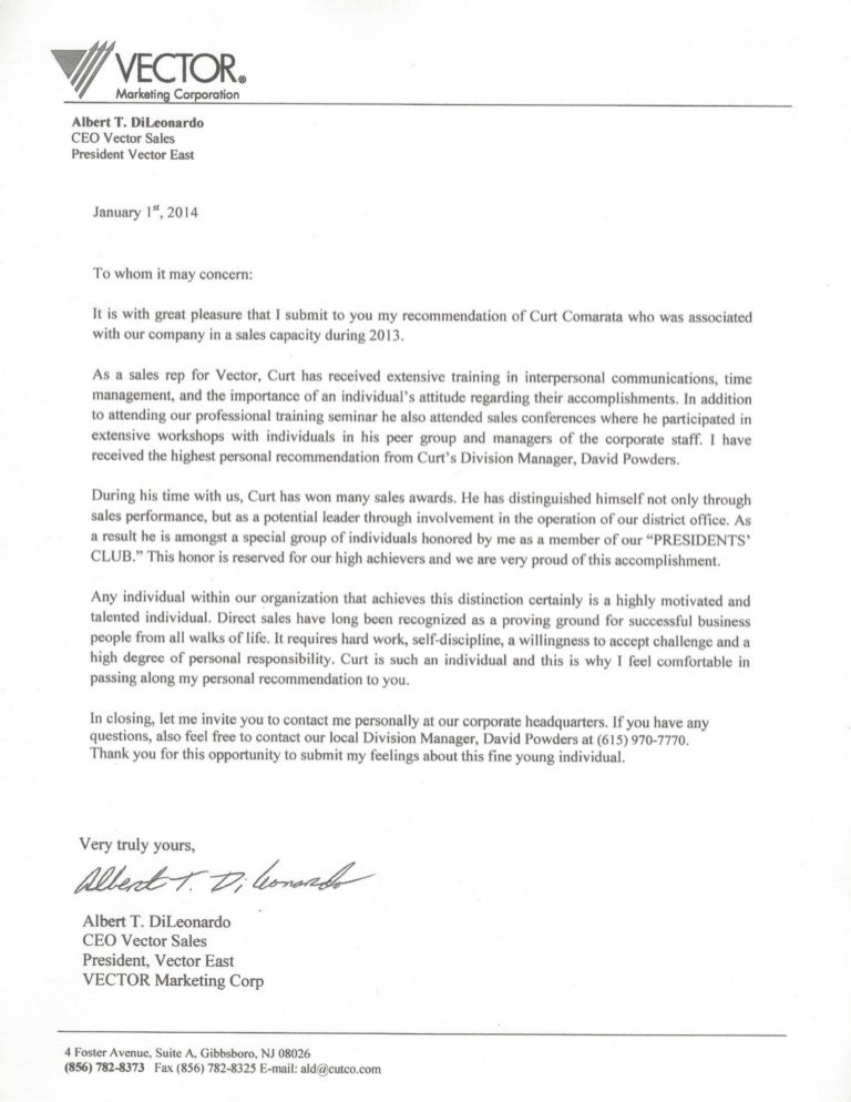 Zia Auto Sales >> My Cutco CEO Recommendation Letter Zia Auto Sales >> My Cutco CEO Recommendation Letter