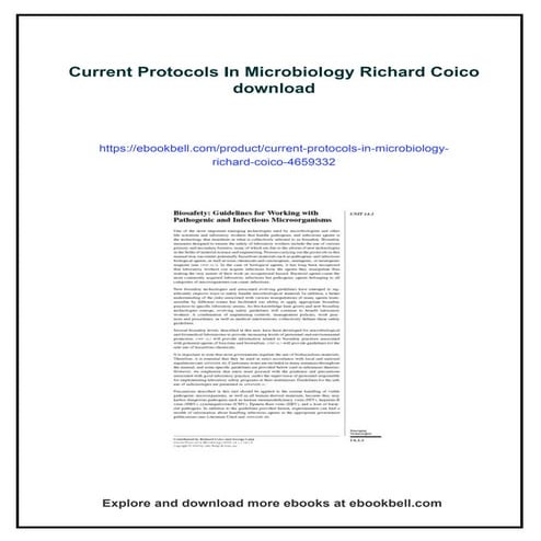 Current Protocols In Microbiology Richard Coico