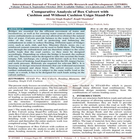 Comparative Analysis of Box Culvert with Cushion and Without Cushion Usign St...