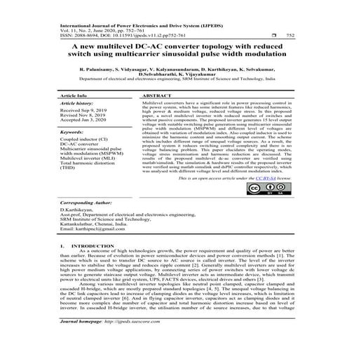 A new multilevel DC-AC converter topology with reduced switch using multicarr...
