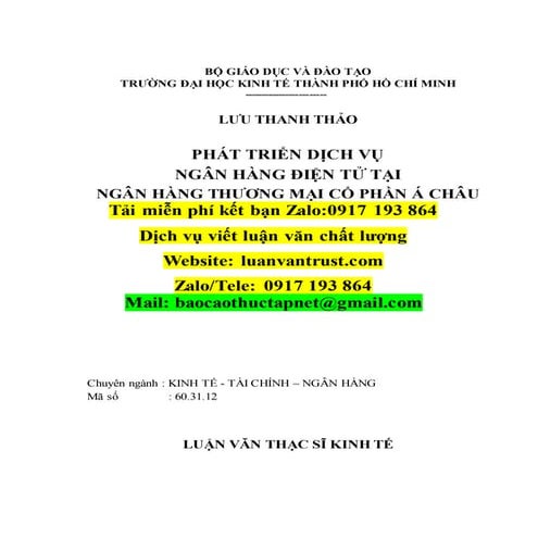 Luận văn: Phát triển dịch vụ Ngân hàng điện tử tại ngân hàng á châu
