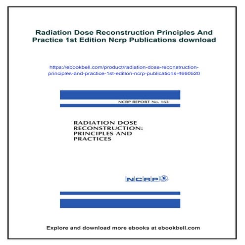 Radiation Dose Reconstruction Principles And Practice 1st Edition Ncrp ...