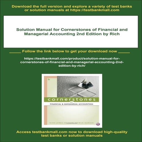 Solution Manual for Cornerstones of Financial and Managerial Accounting 2nd E...