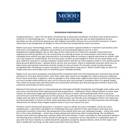 Interview Preparation - Mood Group | PDF