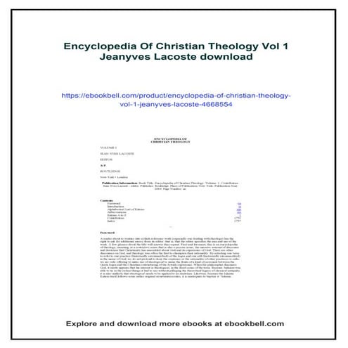 Encyclopedia Of Christian Theology Vol 1 Jeanyves Lacoste | PDF
