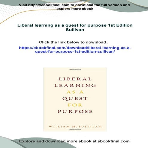 Liberal learning as a quest for purpose 1st Edition Sullivan 2024 ...